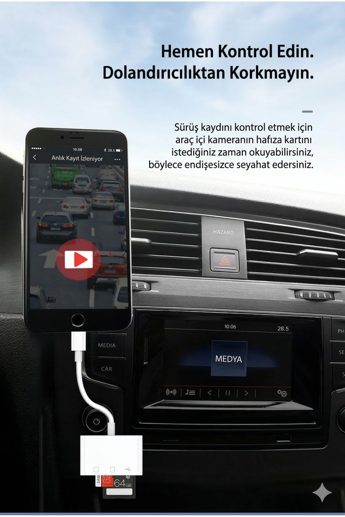 3'ü 1 Arada Type-C USB SD/Micro SD Kart Okuyucu Adaptör - iPhone 15/16, OTG Tablet ve PC Uyumlu
