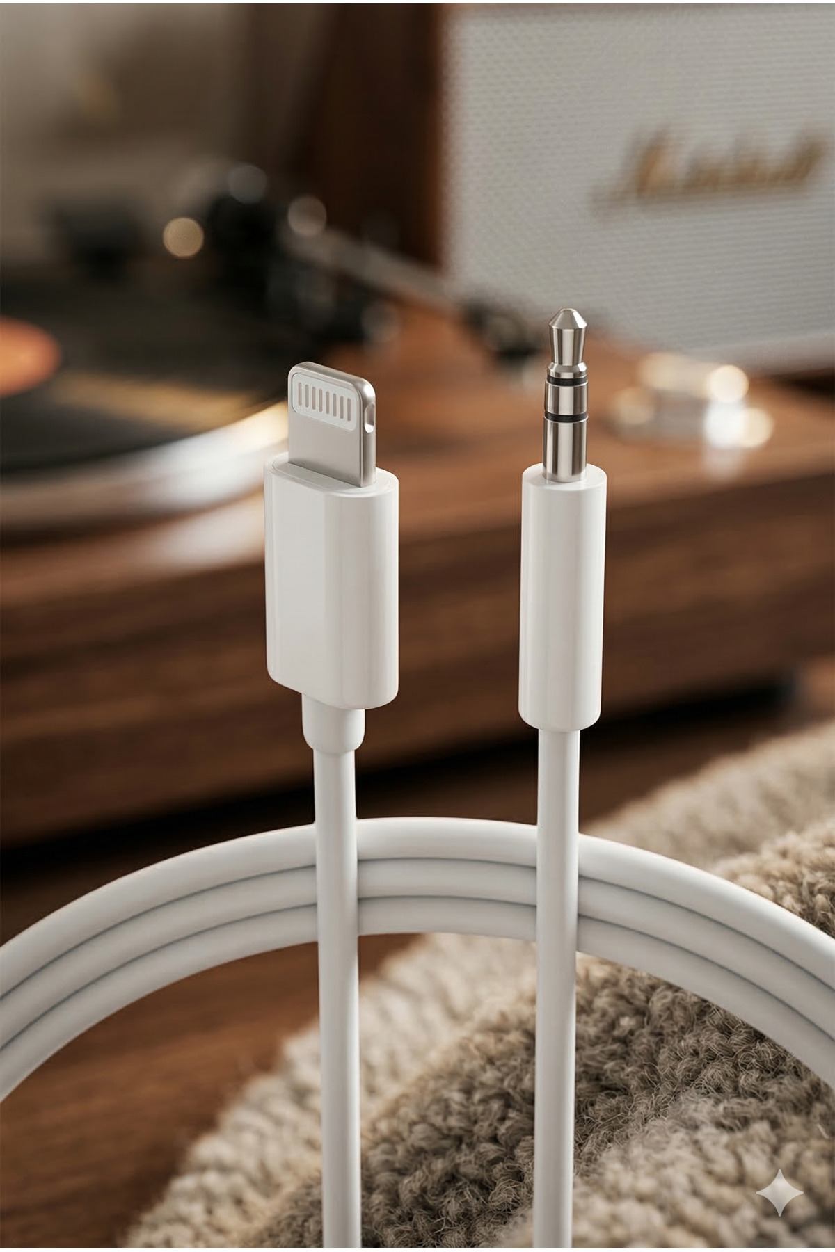 iPhone Lightning to 3.5mm Aux Ses Kablosu - Araç İçi Uyumlu ve Aktarım Kablosu - 1 METRE