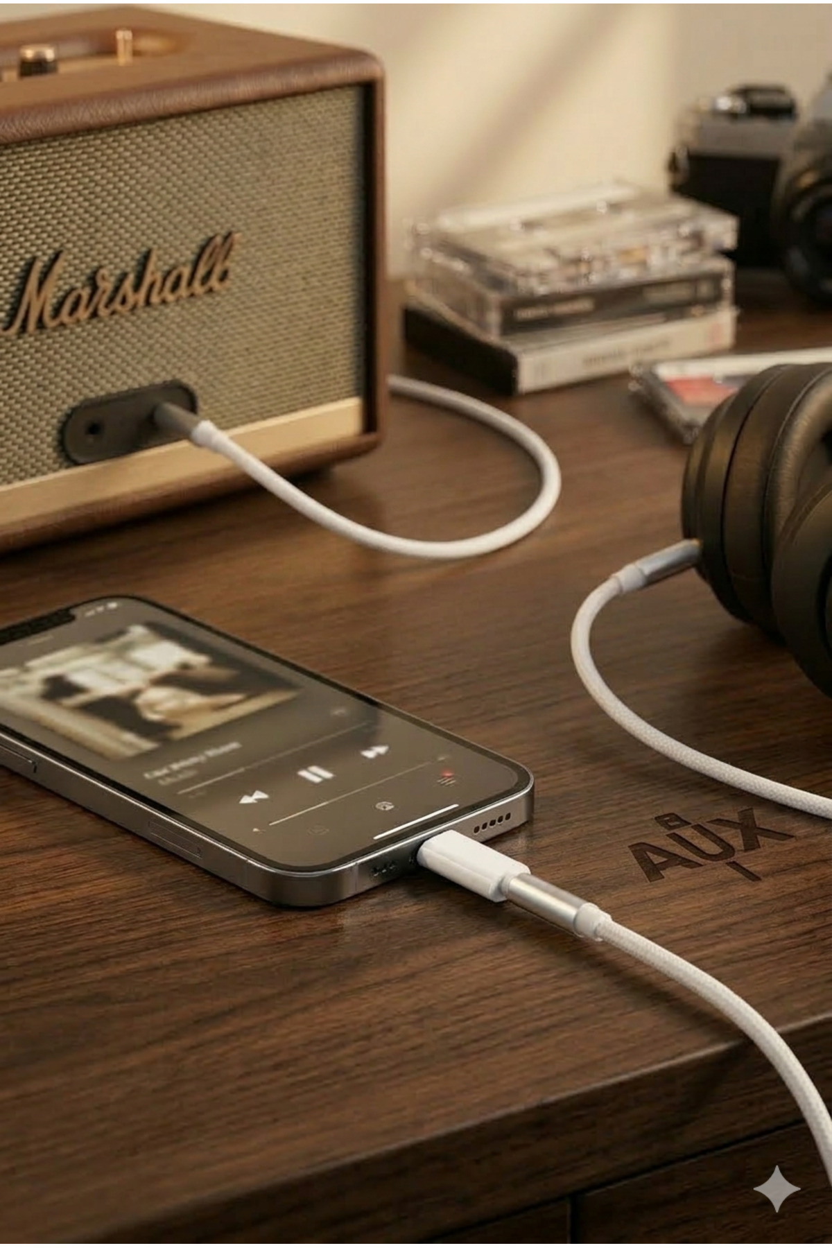 iPhone Lightning to 3.5mm Aux Ses Kablosu - Araç İçi Uyumlu ve Aktarım Kablosu - 1 METRE
