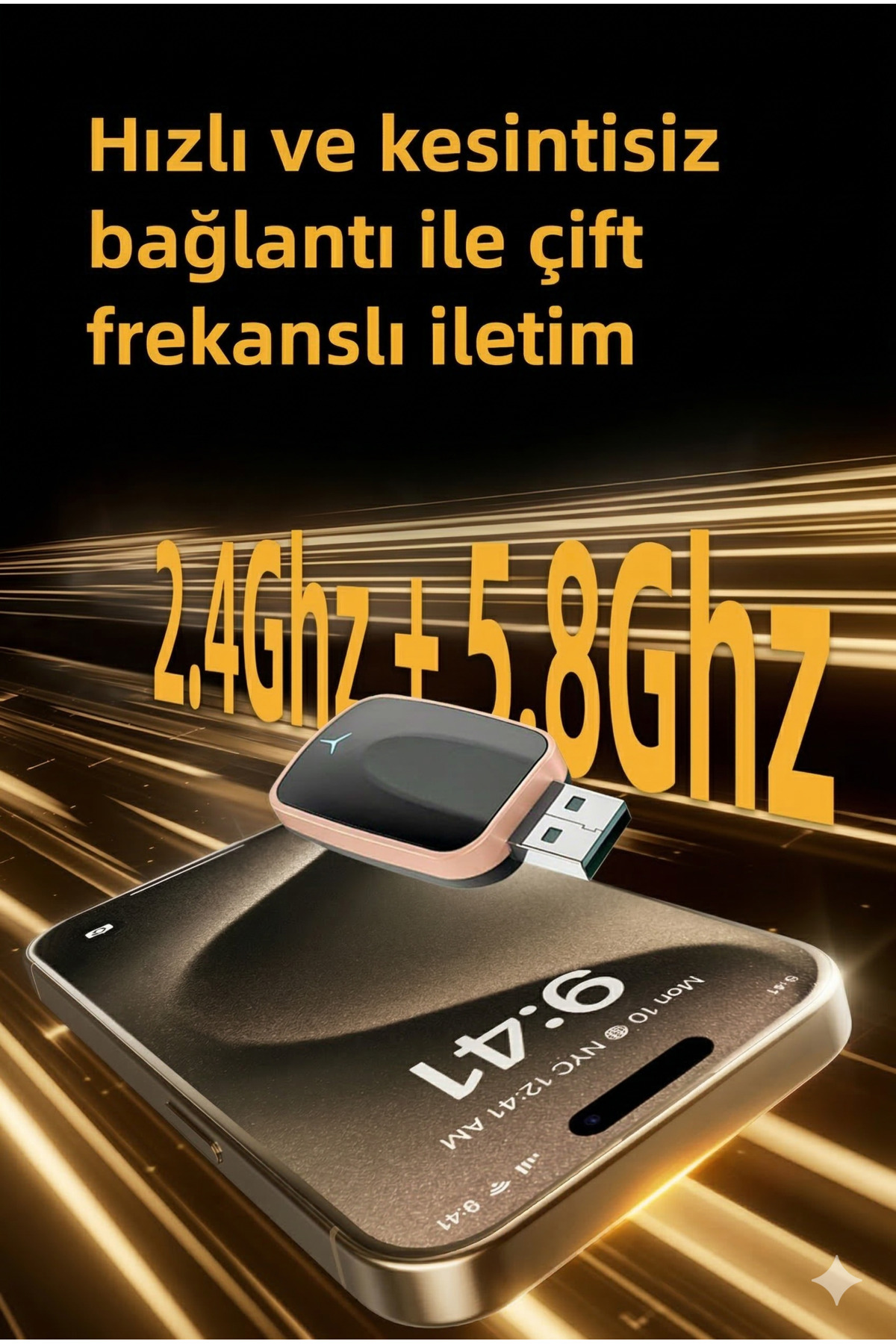 2 in 1 Kablosuz CarPlay ve Android Auto Adaptörü - Tak Çalıştır, Kablosuz Bağlantı Dönüştürücü