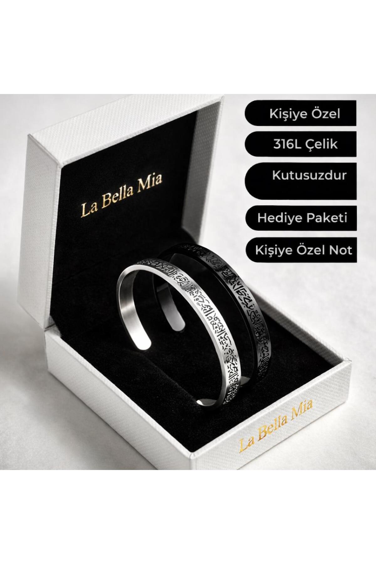 Miyoste 2’li Gümüş Siyah Renk Ayarlanabilir Ayetel Kürsi Bileklik 2 ADET