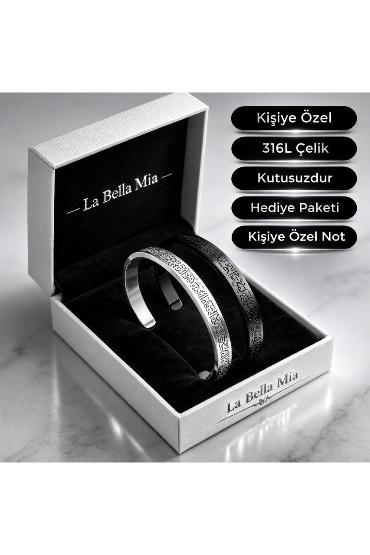 Miyoste 2’li Gümüş Siyah Renk Ayarlanabilir Ayetel Kürsi Bileklik 2 ADET görsel 2