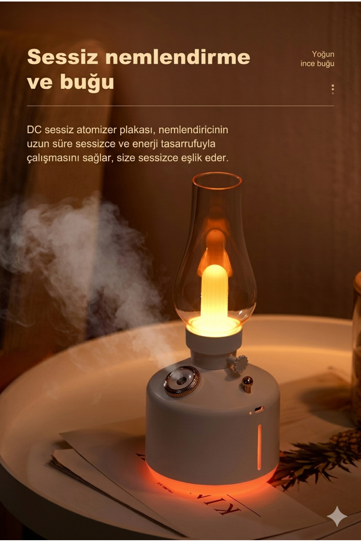 Retro Gaz Lambası Tasarımlı Hava Nemlendirici - Vintage Dekoratif Masa Lambası Aromaterapi Difüzörü