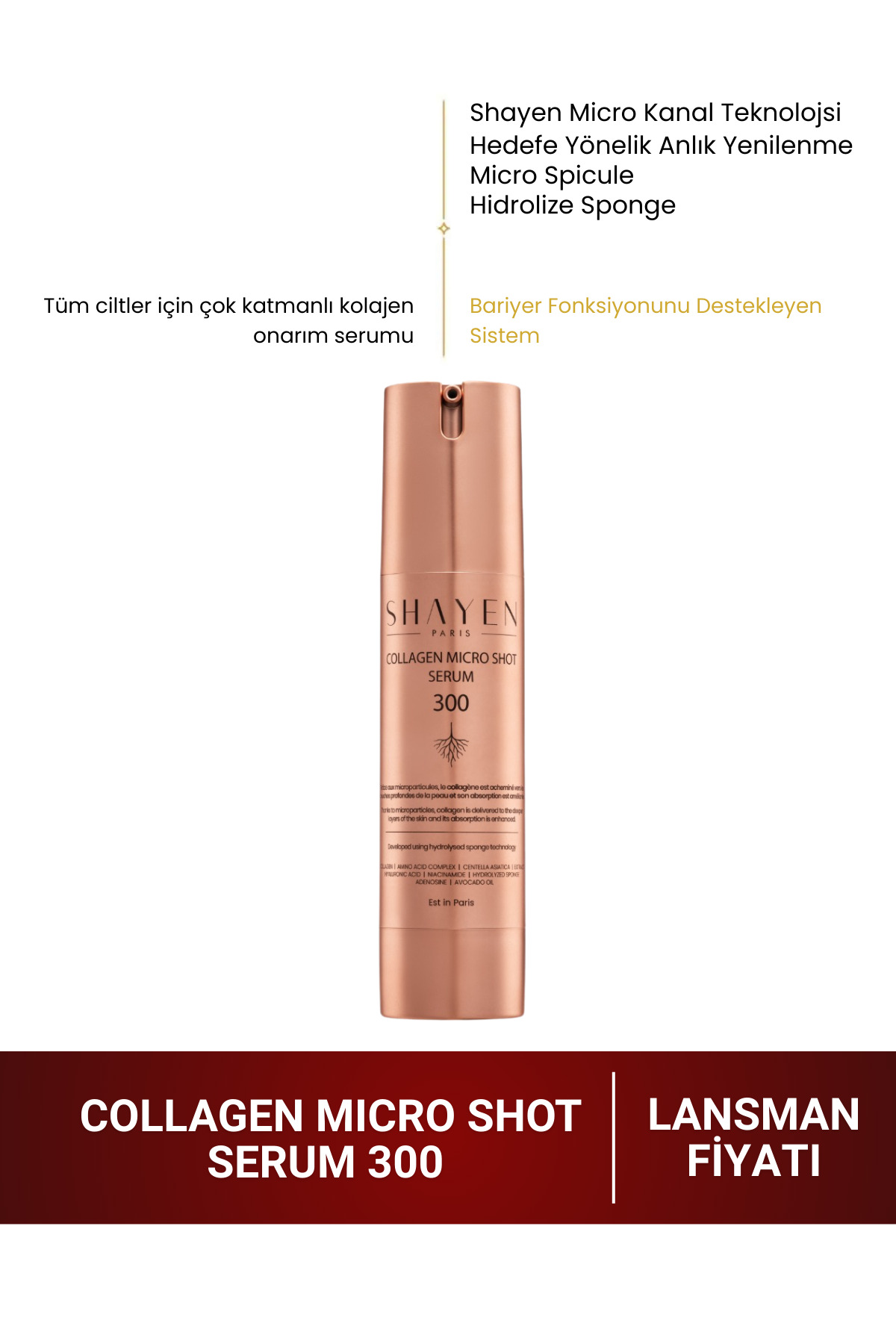 Shayen Micro Kanal Teknolojisi™ Collagen Micro Shot Serum 300 - Spikül Teknolojisi - Centella -Deneyim Paketi — RPS-0013 — تصویر 5 از 9