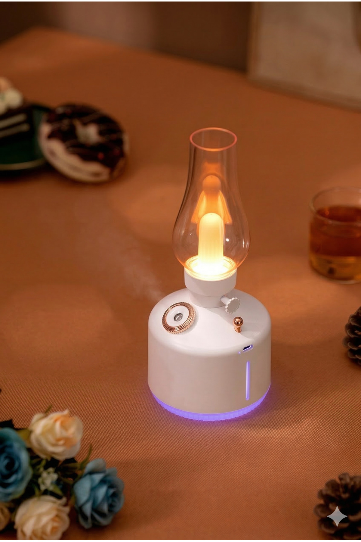 Retro Gaz Lambası Tasarımlı Hava Nemlendirici - Vintage Dekoratif Masa Lambası Aromaterapi Difüzörü