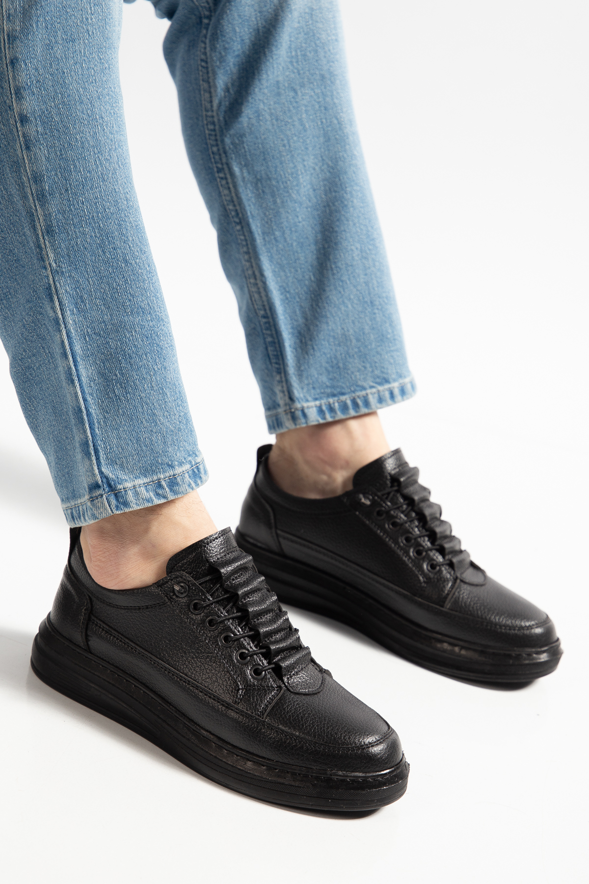 MY GROSS SHOES Erkek Siyah Akıllı Bağcıklı Günlük Hafif Poli Dikişli Taban Yürüyüş Garantili Spor Ayakkabı görsel 6