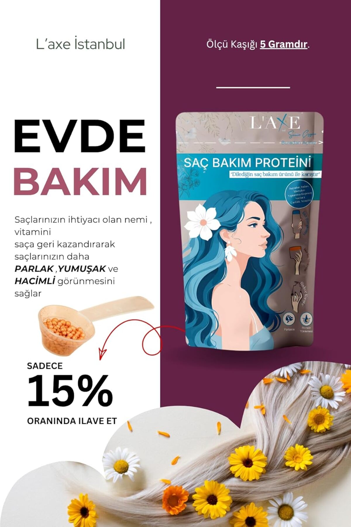 Kuru-Cansız Saçlara Parlaklık Terapisi | Saç Bakım Proteini | 50 Gram — EDCB0FGDV318D — تصویر 3 از 3