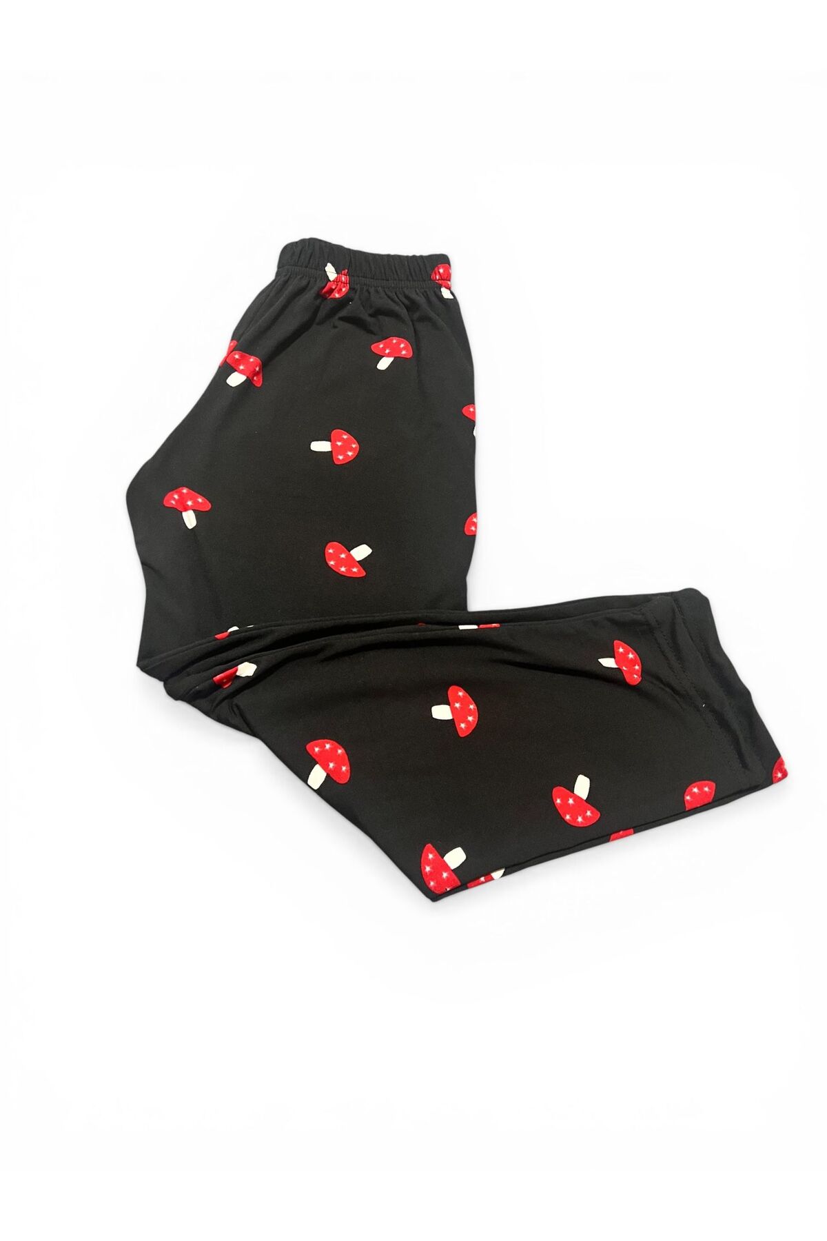 SERRASTIL Kız Çocuk Siyah Renk Mantar Desenli Pamuklu Uzun Kollu Pijama Takımı fotoğrafı 5 (önizleme)