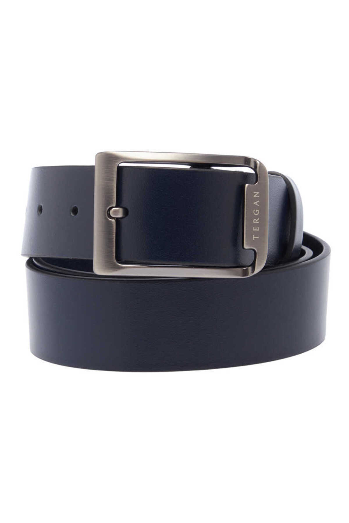 Navy Blue Genuine Leather Men's Belt-S1EK00000360-B20