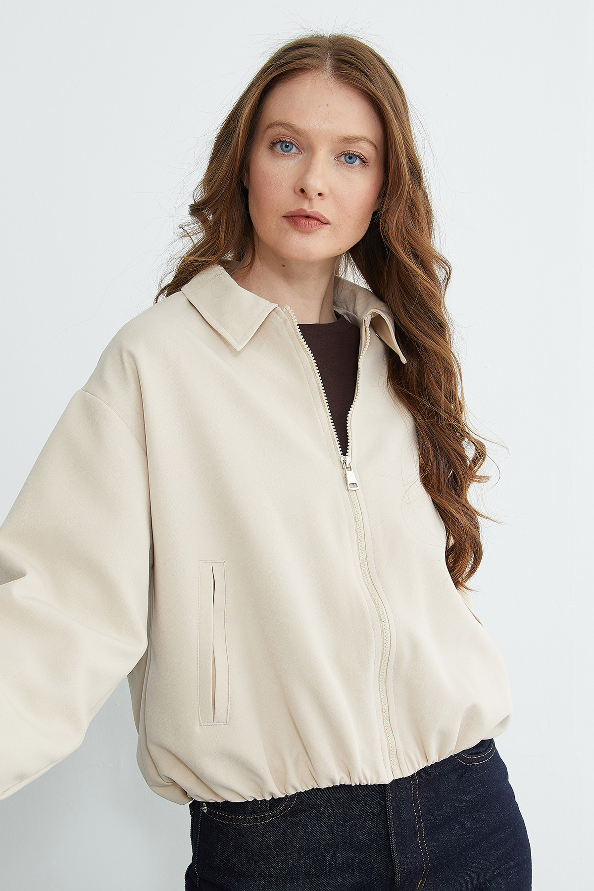Fullamoda  Fermuarlı Polo Yaka Bomber Ceket - Görsel 4