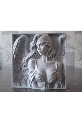 NorthEdge3D Melek Kanatlı Kadın Figürü 3D Rölyef Duvar Tablosu 14x14 cm