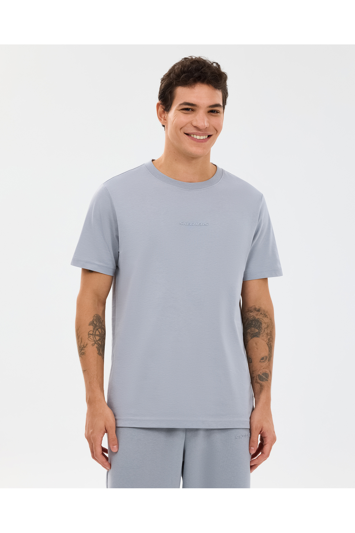 SKECHERS M Essential T-Shirt Erkek Gri Tshirt S2510017-4256