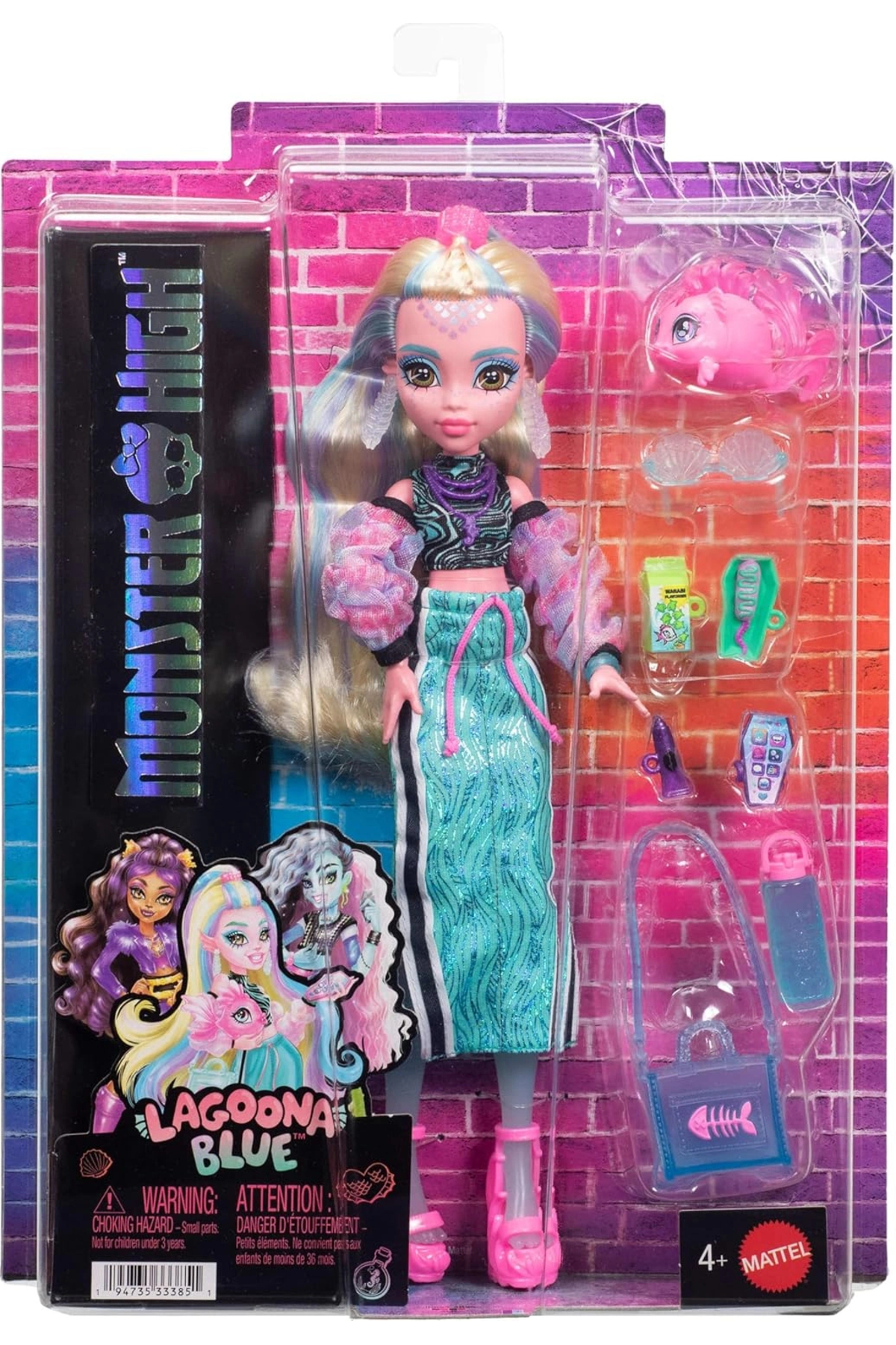 MONSTER HIGH ® LAGOONA BLUE™ Bebek | Evcil hayvan dostu Neptuna ve 7 aksesuarla uzun etek giyen bebek JHK33 fotoğrafı 5 (önizleme)