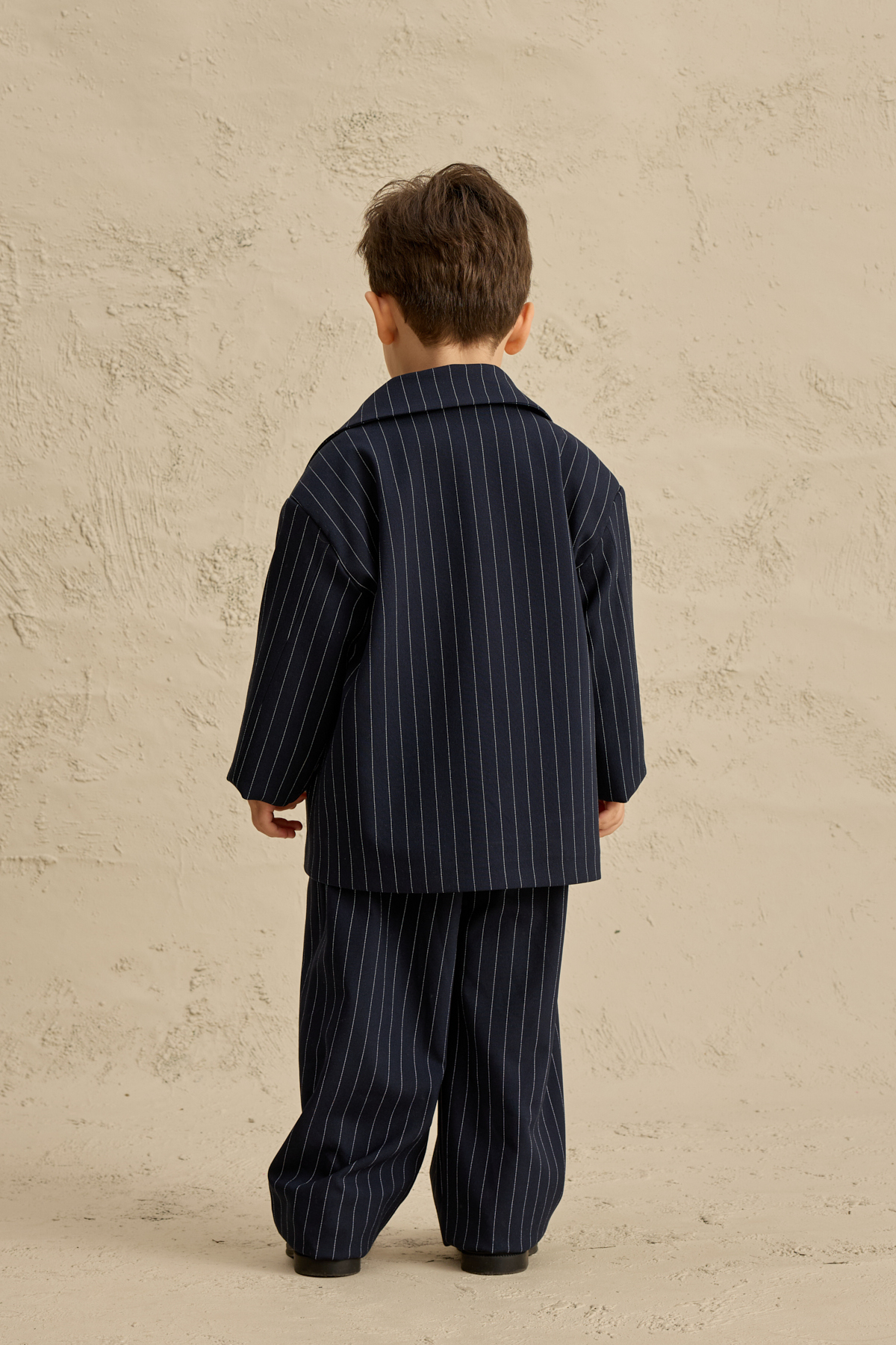 Fahhar Kids Geniş Yaka Çizgili Blazer Ceket Lacivert fotoğrafı 4 (önizleme)