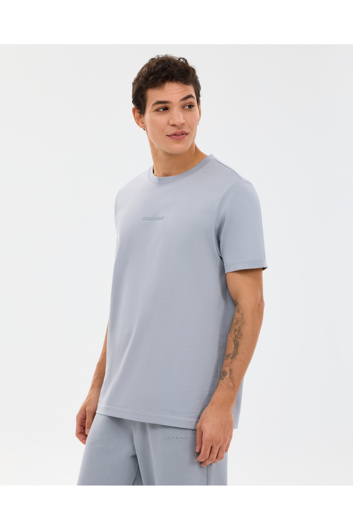 SKECHERS M Essential T-Shirt Erkek Gri Tshirt S2510017-4256 görsel 2