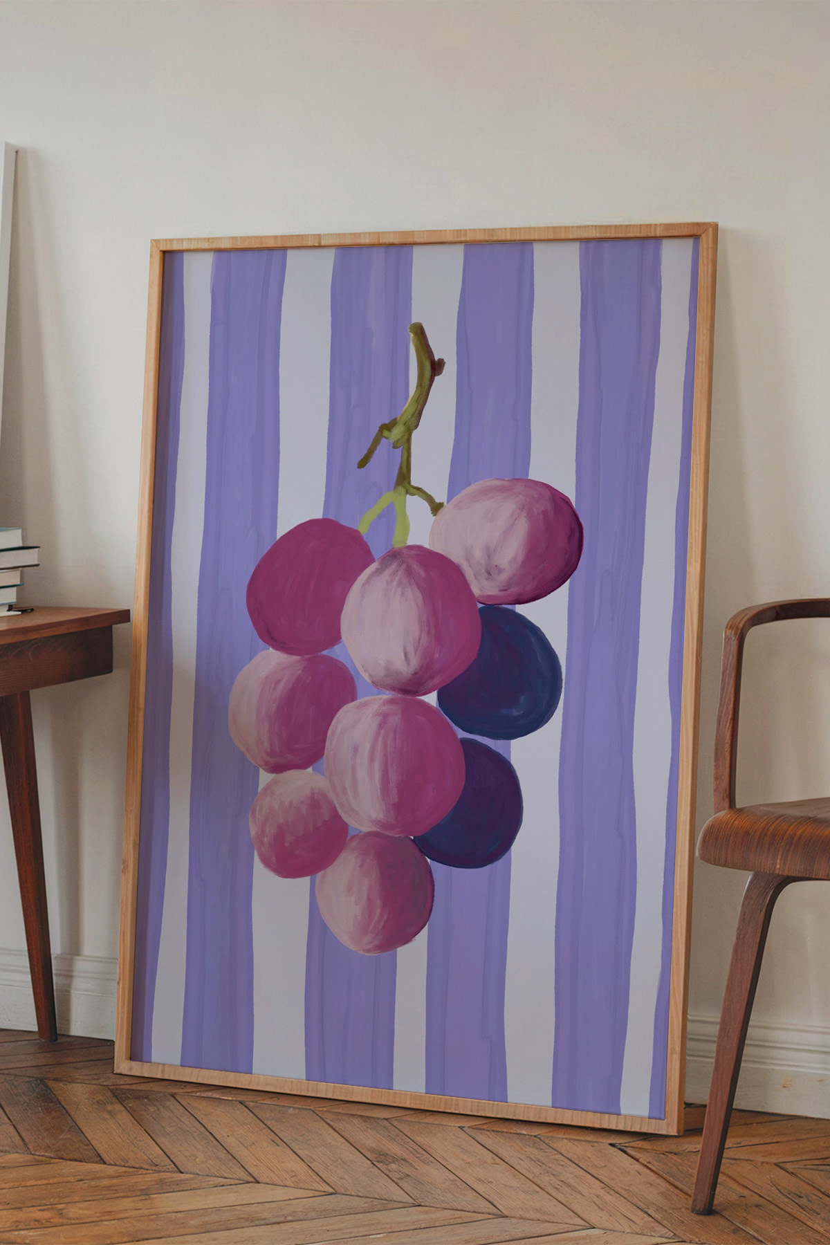 Üzüm Tablo Modern Mutfak Poster Pastel Meyve Duvar Dekoru Çerçevesiz