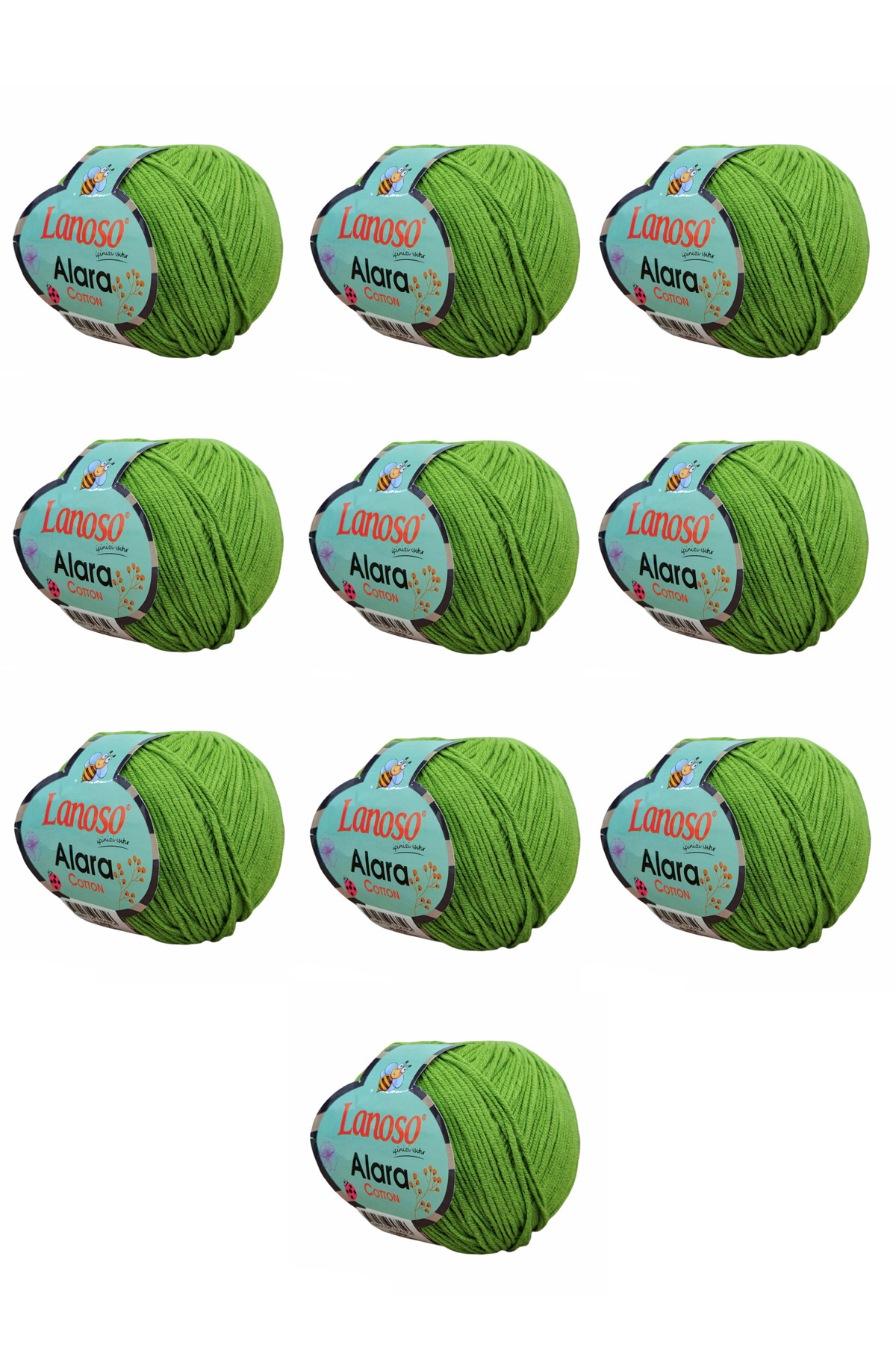 Alara Cotton 10-Pack50 g 140 m Cotton and Acrylic( 920 )Amigurumi and Knitting Yarn