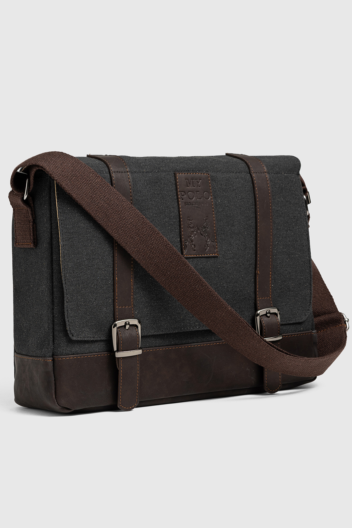 By Hakan  GK75 Omuz Askılı Kanvas (pamuk) Postacı Çantası Çapraz Çanta SİYAH - Görsel 5