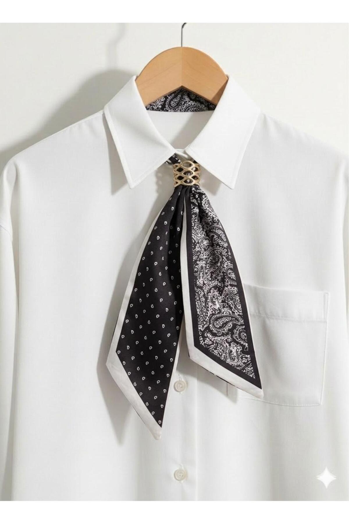 ETHNIC PATTERN BUCKLE THIN SCARF BANDANA RIBBON (6x90cm)
