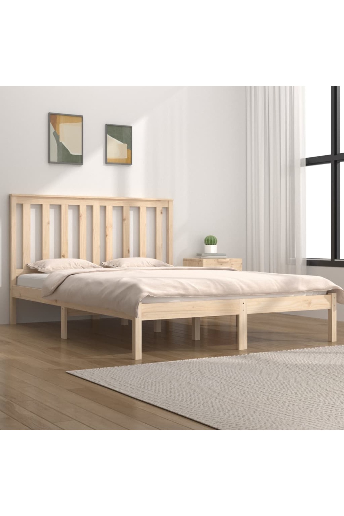 Concept Double bed frame 4FT6, 135x190 cm, solid pine wood- Trendyol
