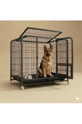 Tasma Market Tekerlekli Metal Köpek Kulübesi ve Taşıma Kafesi 125x92x106 cm –...
