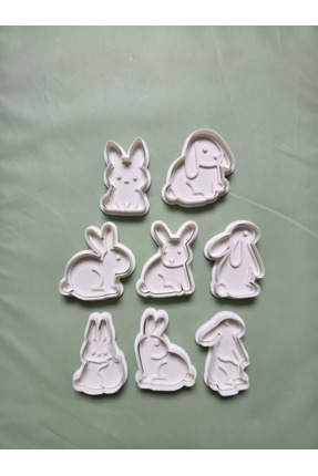 CESTOPİENO 8'li Tavşan Seti Hamur Şekillendirici/Kurabiye/Seramik/Polimer Kil...
