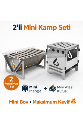 FASMART Mini Kamp Seti 2’li – Taşınabilir Mangal & Ateş Kutusu Katlanabilir O...