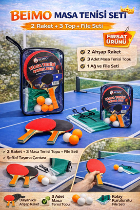 Beimo Çantalı ve Fileli Masa Tenisi Raket Seti , Profesyonel Kaliteli Fileli ...