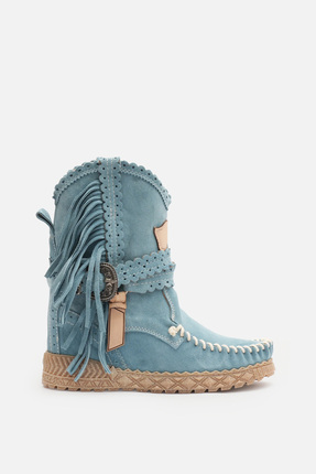 Nobrand Bella %100 Dana Derisi Baby Blue Süet Hakiki Deri Made in İtaly Gizli...