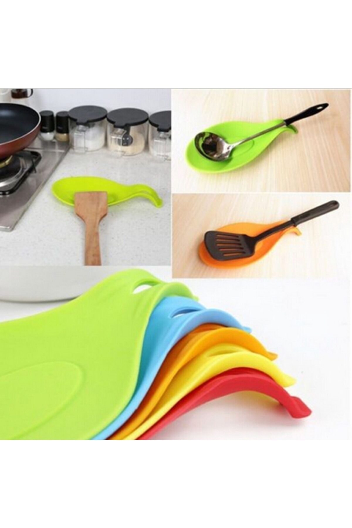 Bifirsat Silikon Kaşık Tutucu Kepçe Altlığı Pad Mutfak Eşyaları Spatula Isıya Dayanıklı
