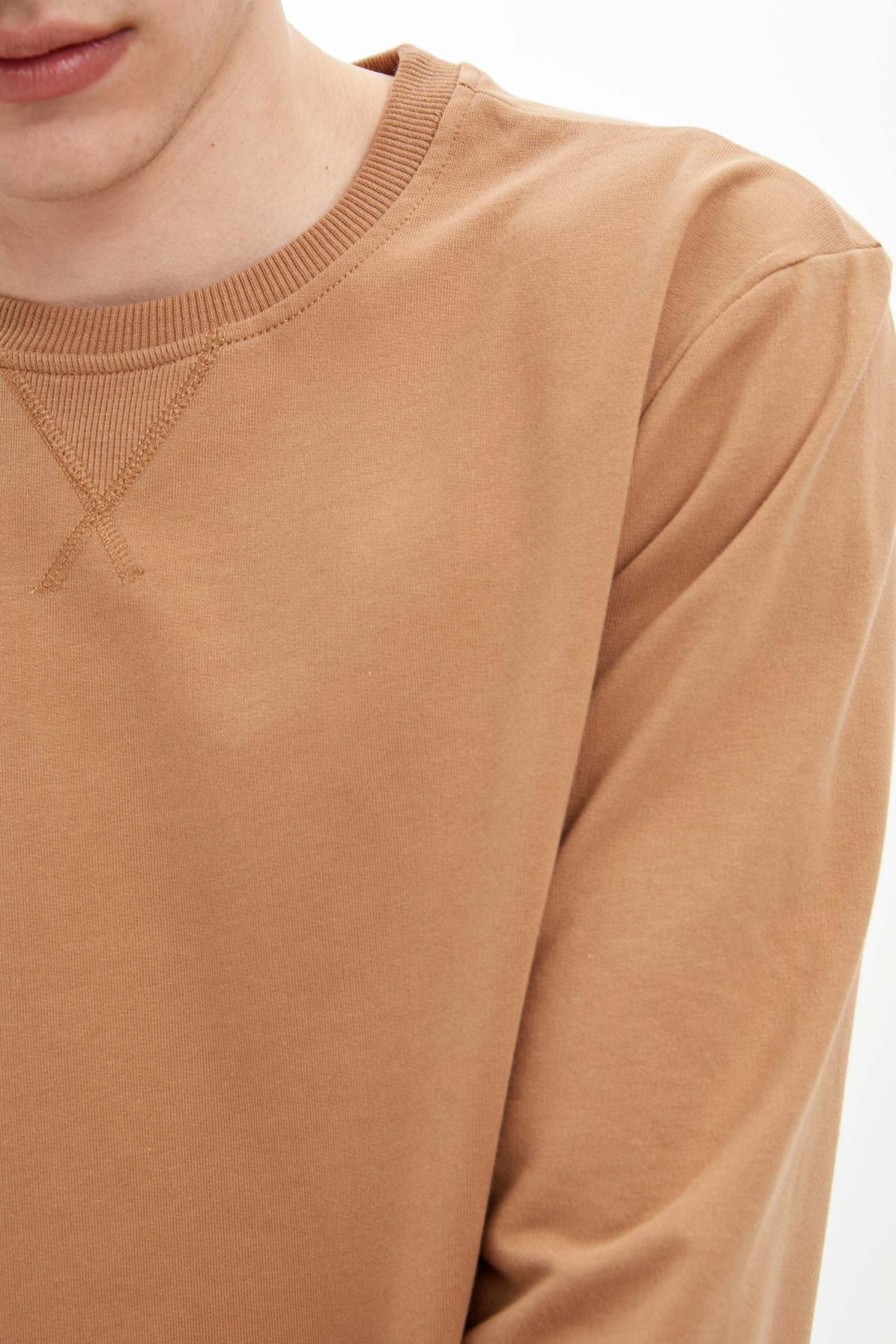 سویشرت مردانه قهوه ای دفاکتو | M7823AZ.20SP.GN872 اورجینال - تصویر 3