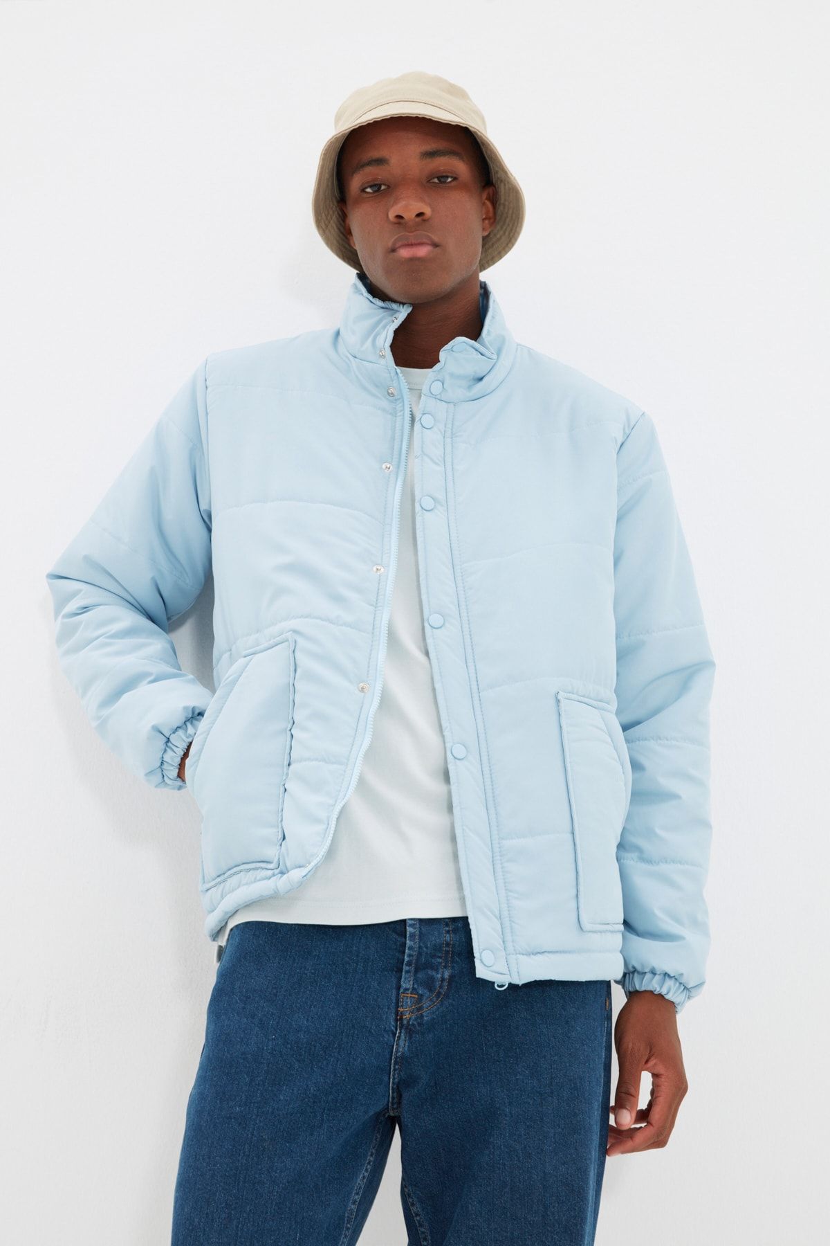 Denim puffer jacket mens 2025