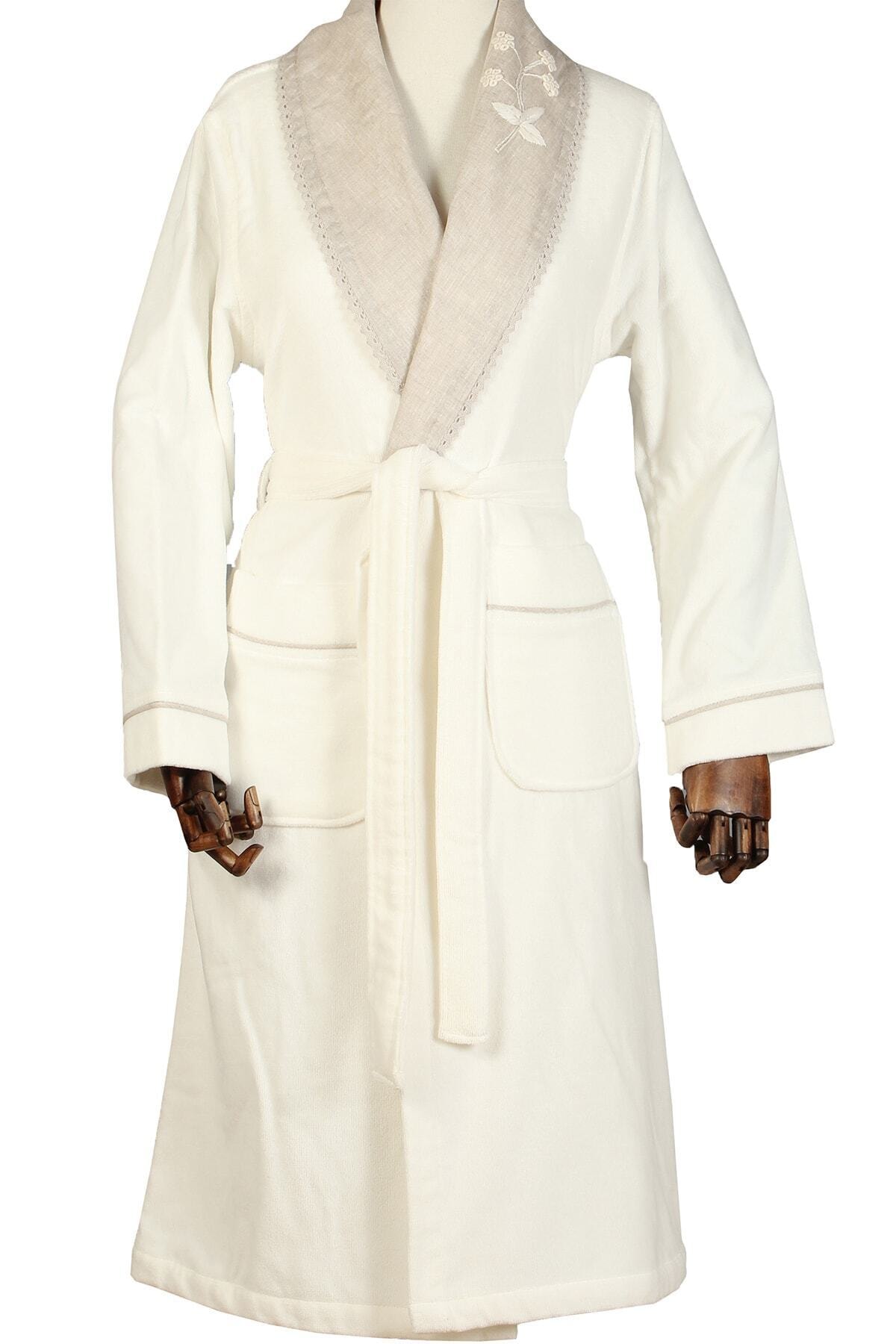 حوله اکوکاتن Ayliz Krem Bayan Bornoz Small