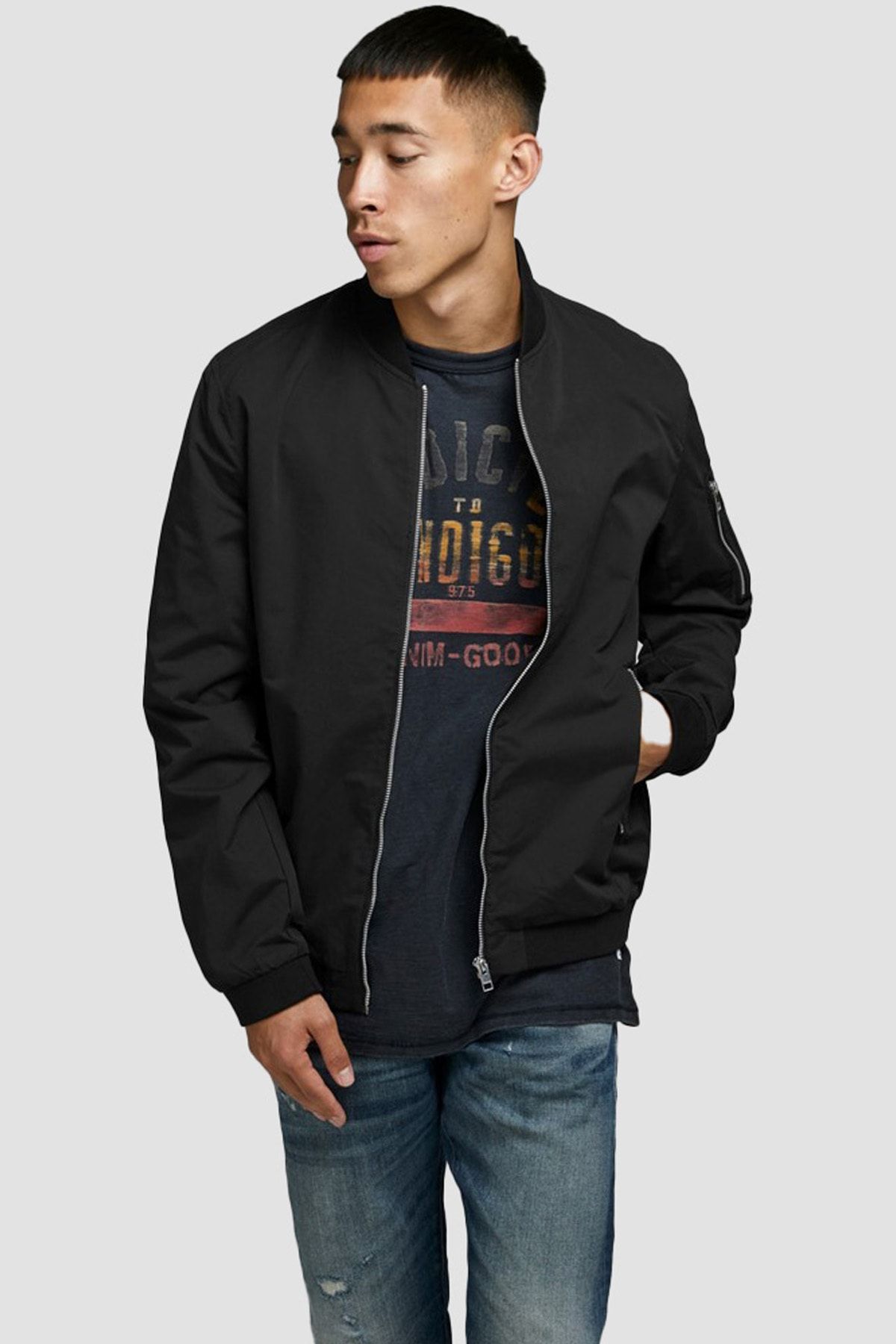 Jack & Jones-JACK JONES Men's Water Resistant Bomber Jacket 12165203 7