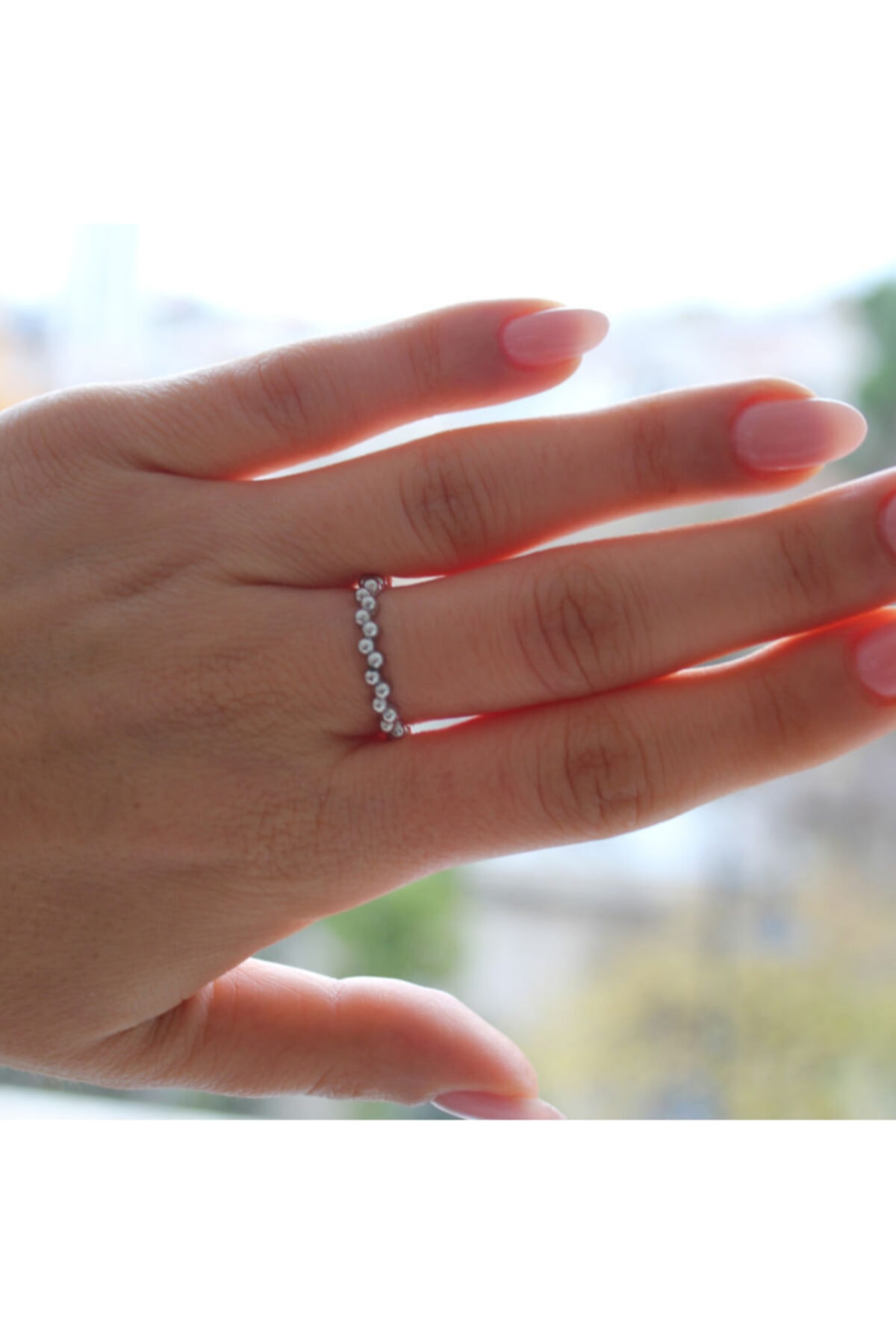 Niki Aksesuar Top Sıralı Ince Gümüş Renk Eklem Yüzük