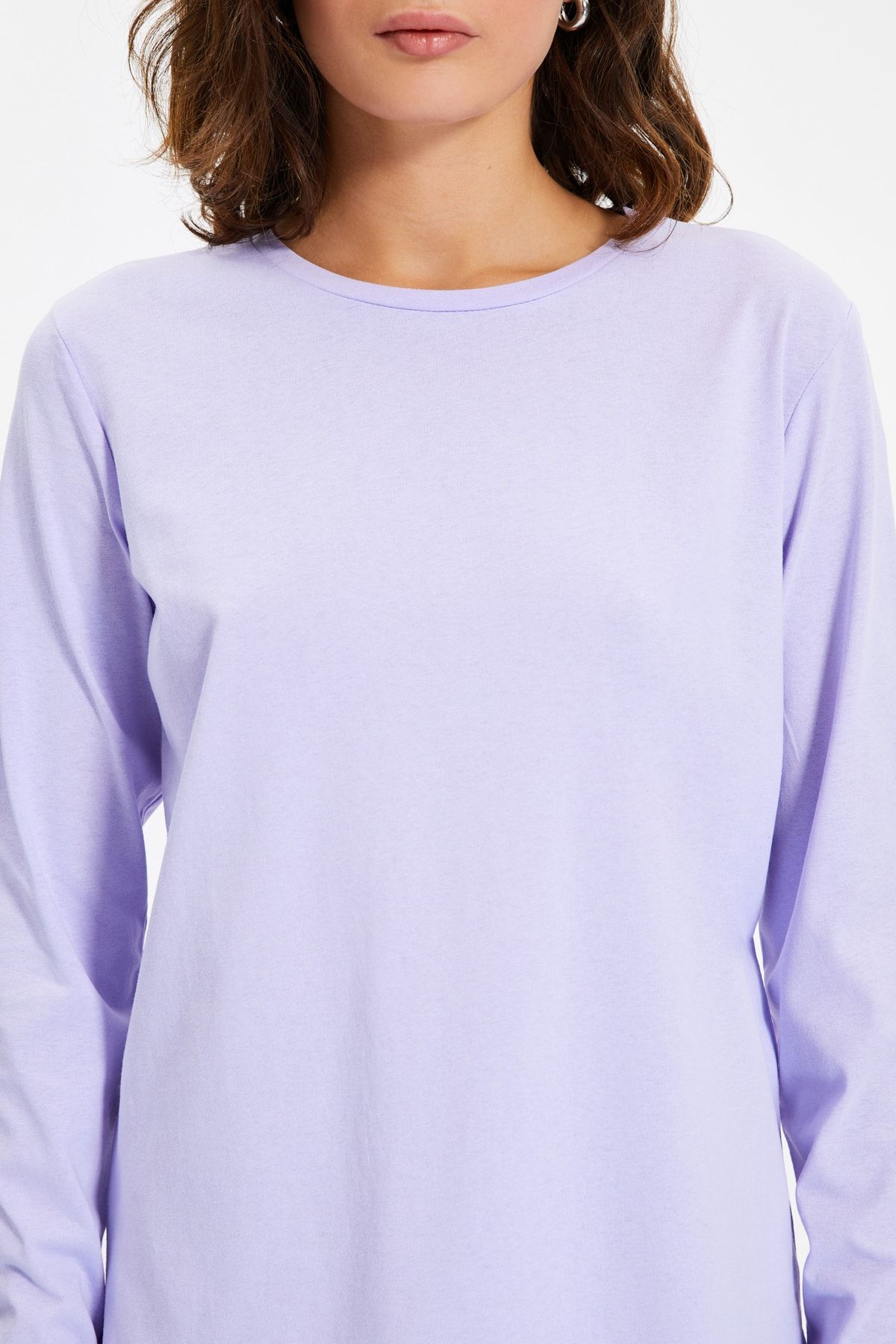 Trendyol Collection-Sötétkék-lila 100% pamut 2 db-os Basic Crew nyakú kötött póló csomag TWOAW21TS0095 9