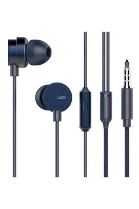 Hm13 Mikrofonlu Kulakiçi Dinamik Kulaklık - Titanyum - Güçlü Bas - Mavi HM13