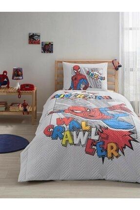 Lisanslı Tek Kişilik Yatak Örtüsü Spiderman Wall BC104378