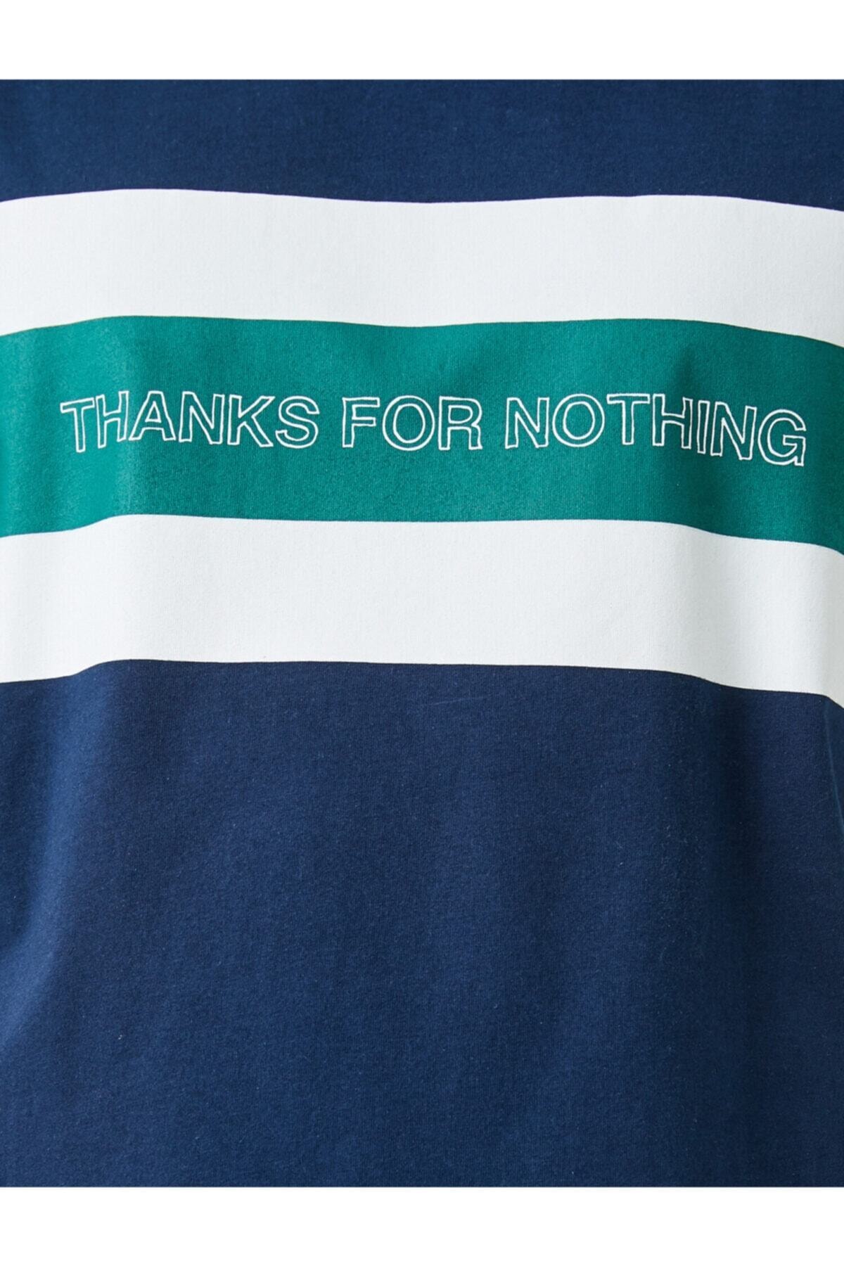 تیشرت مردانه آبی سرمه ای کوتون | 1YAM14149OK اورجینال - تصویر 6