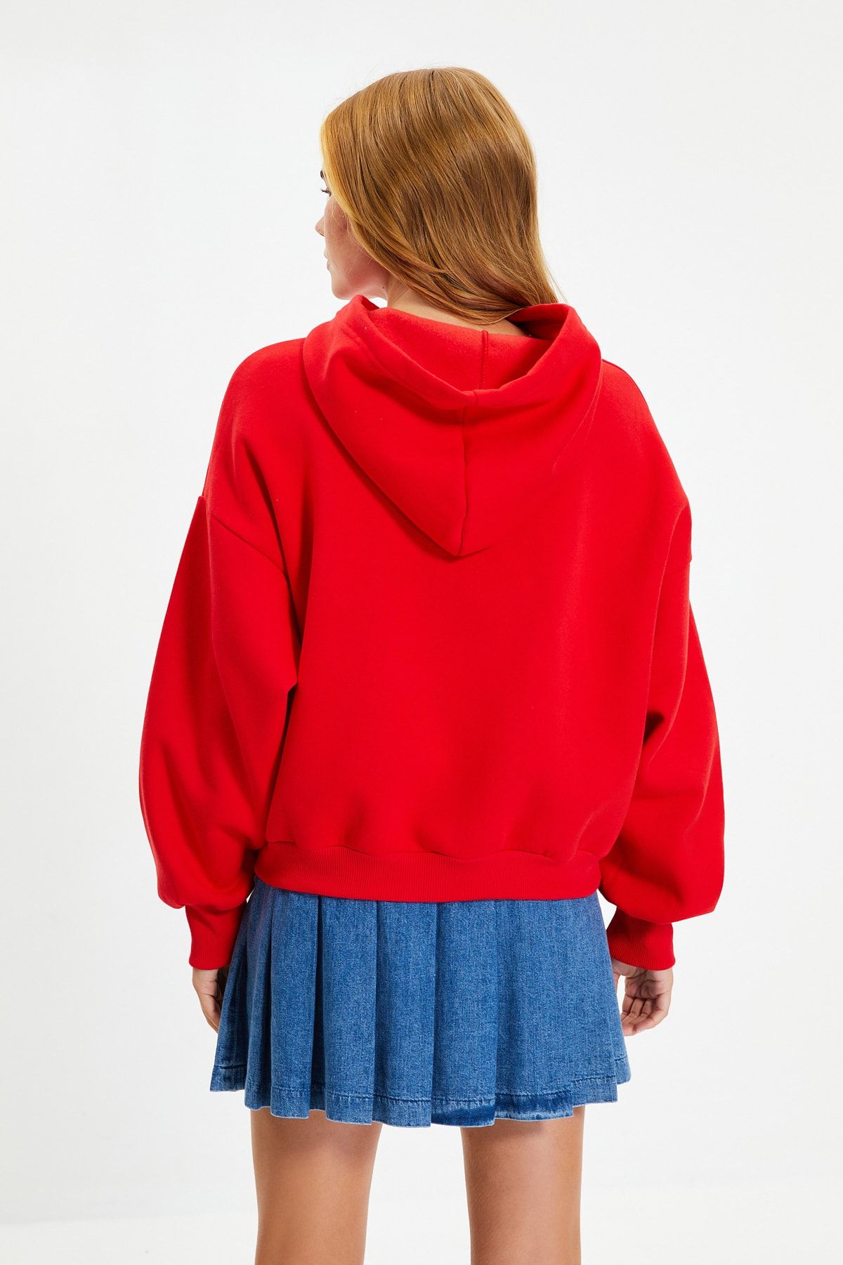 Red cropped best sale champion sweatshirt