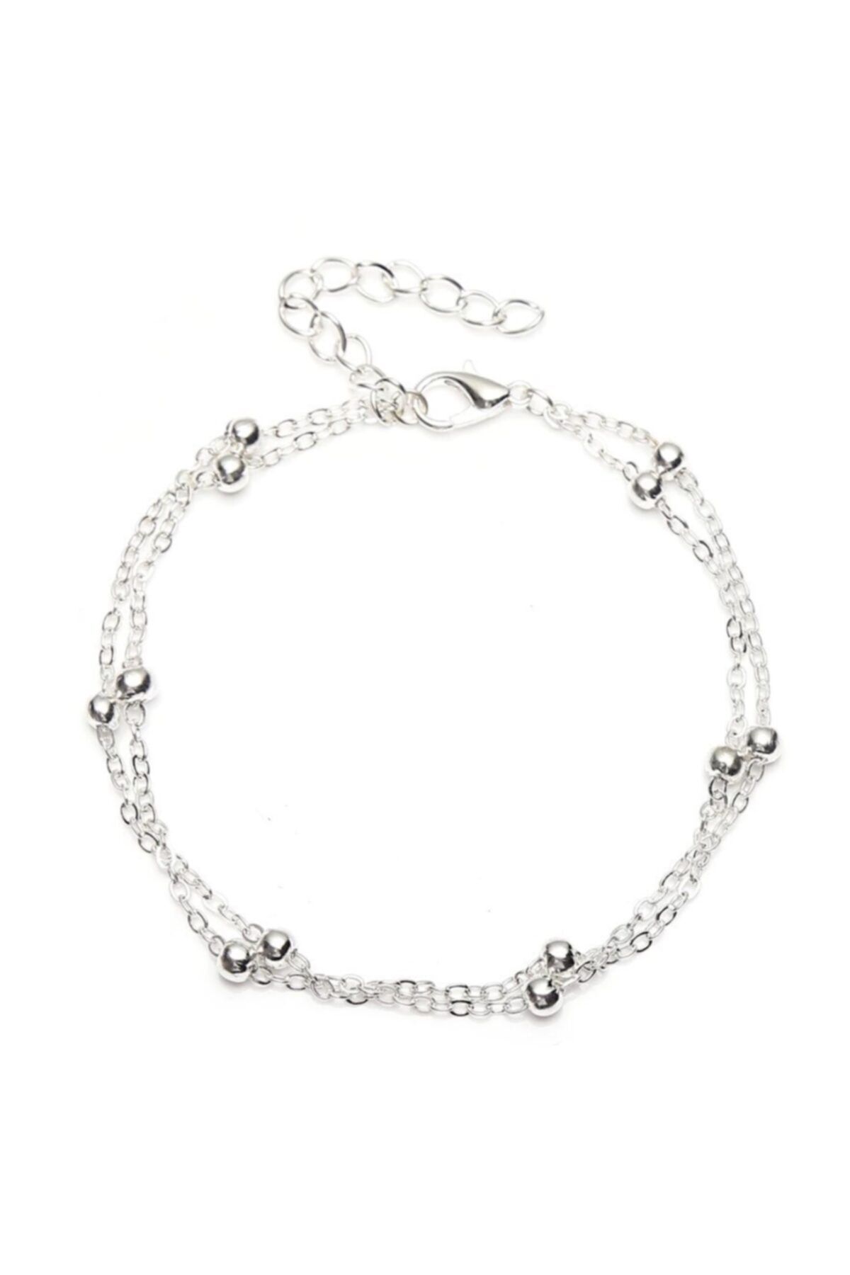 MisBoho-Silver Color Double Chain Anklet 1