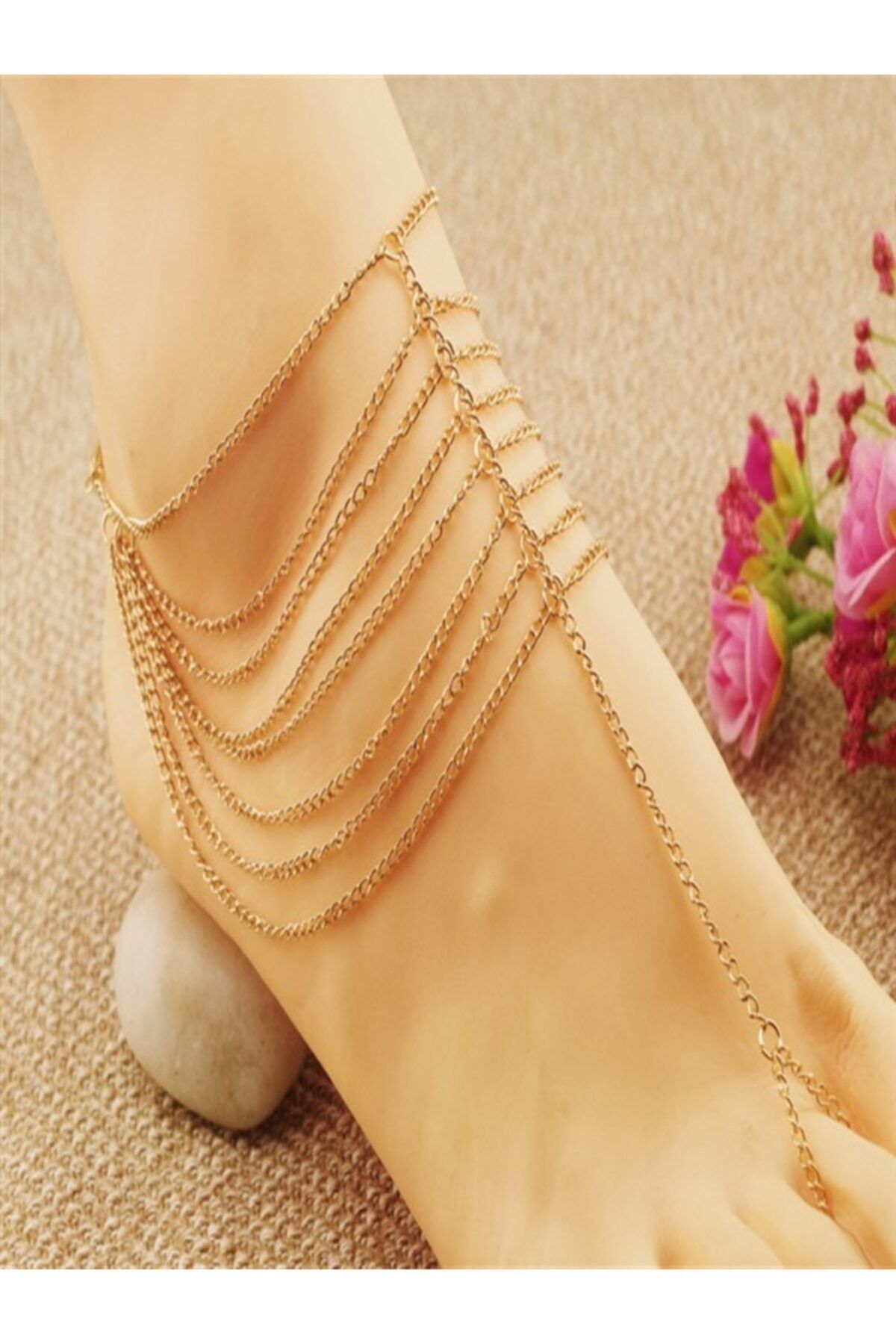 MisBoho-Non-Tarnish Gold Colored Multiple Chain Anklet 3