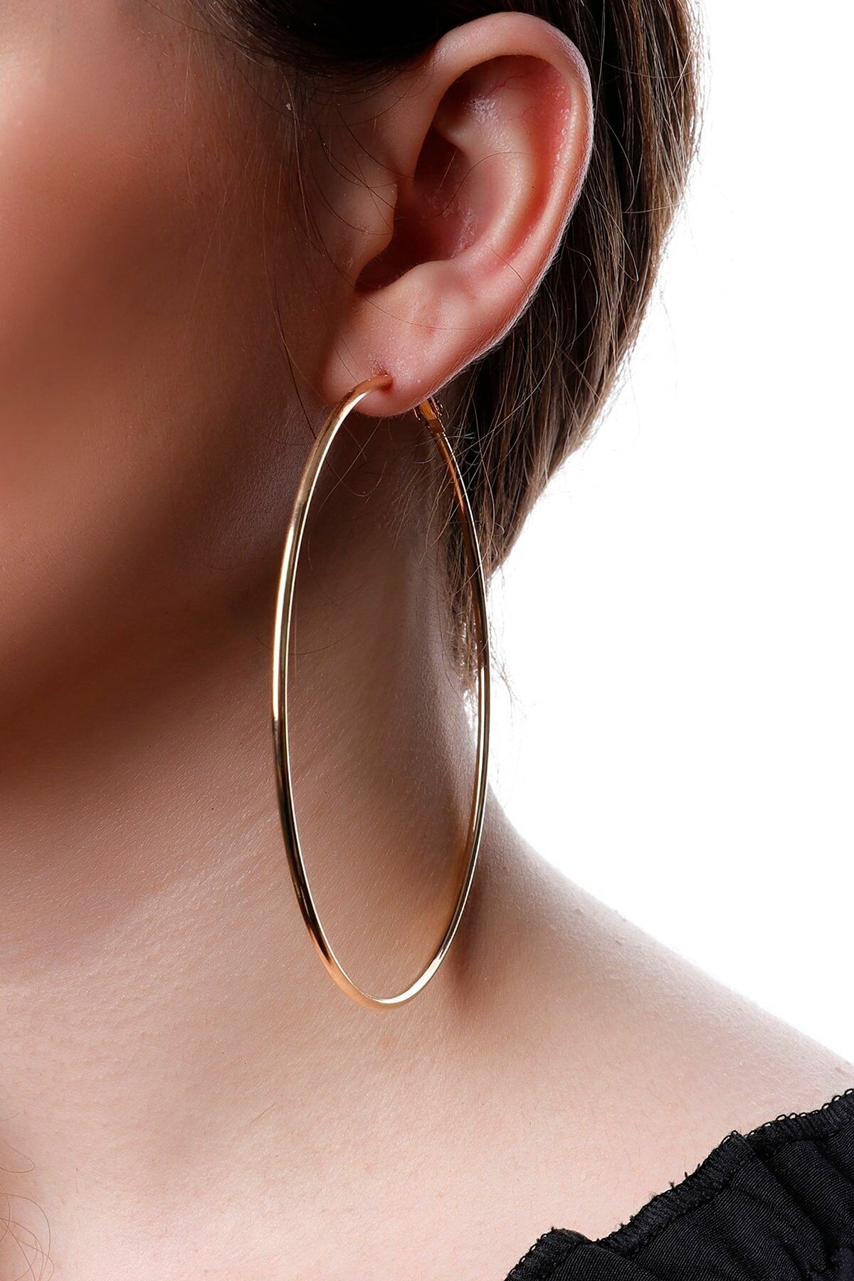 G LPE E Large Size Double Hoop Earrings Gold Color