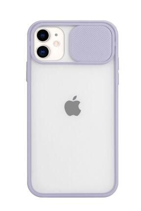 Apple Iphone 11 Uyumlu Sürgülü Kamera Korumalı Darbe Önleyici Şeffaf Mat Silikon Telefon Kılıfı İp11SRGKılıf