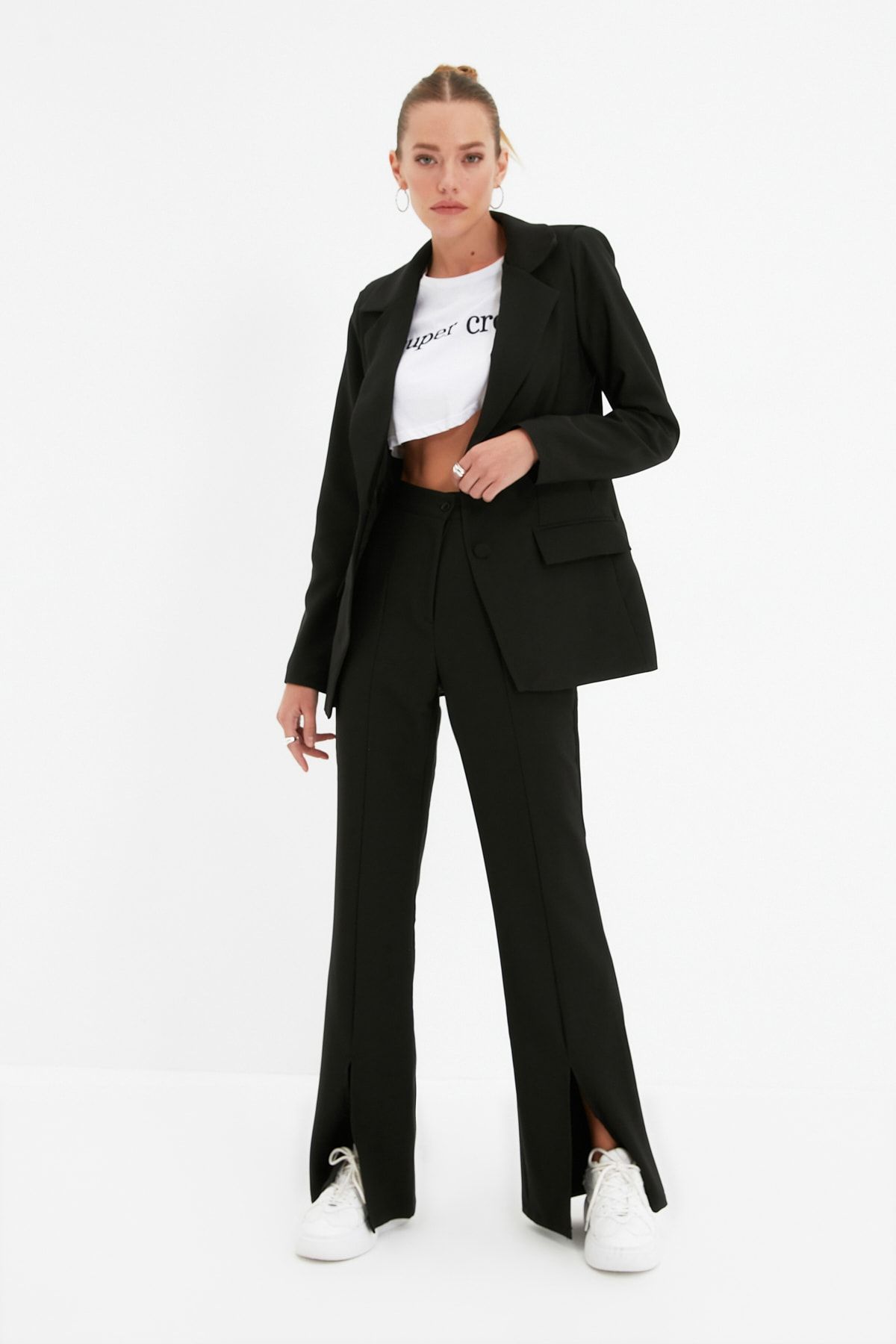 Petite hot sale black pantsuit