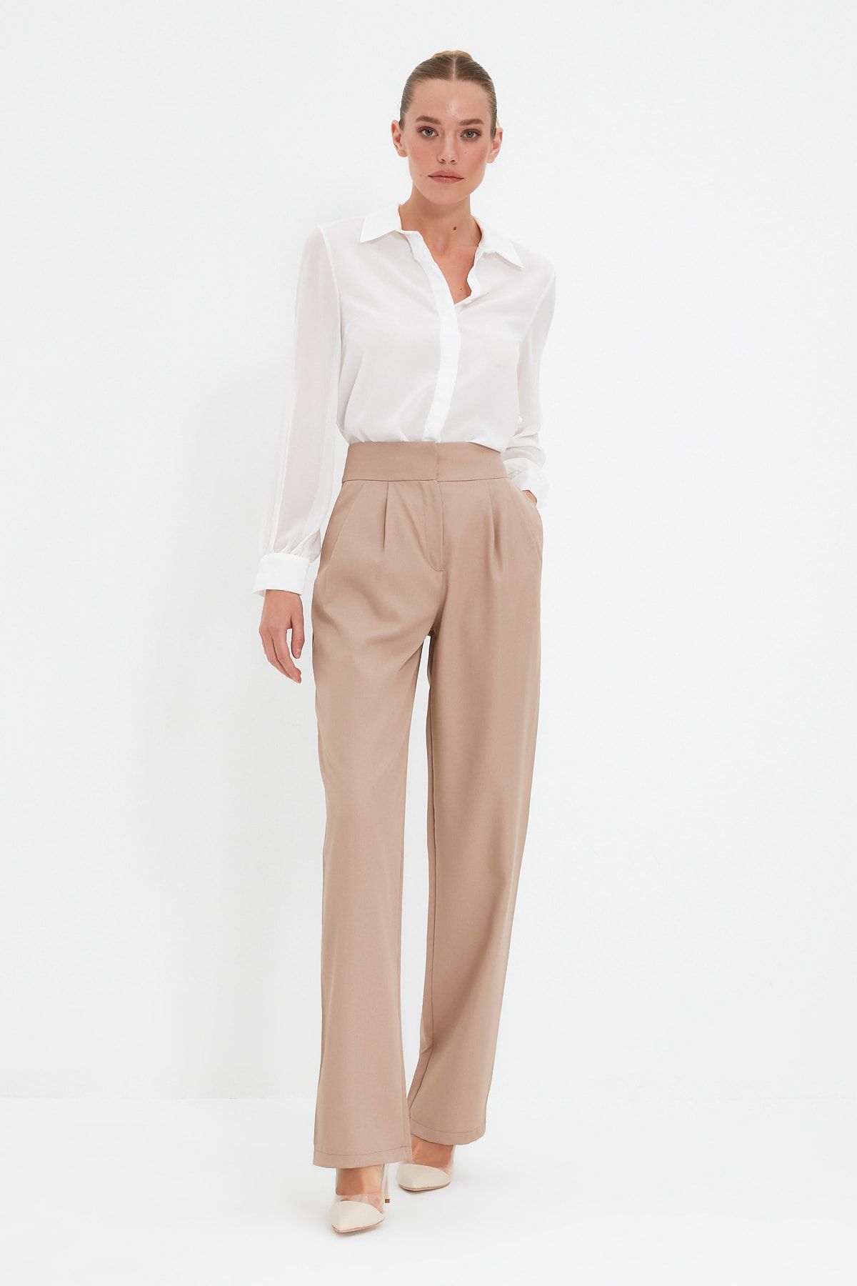 Trendyol Collection-Norkové široké plisované kalhoty TWOSS19WX0017 3