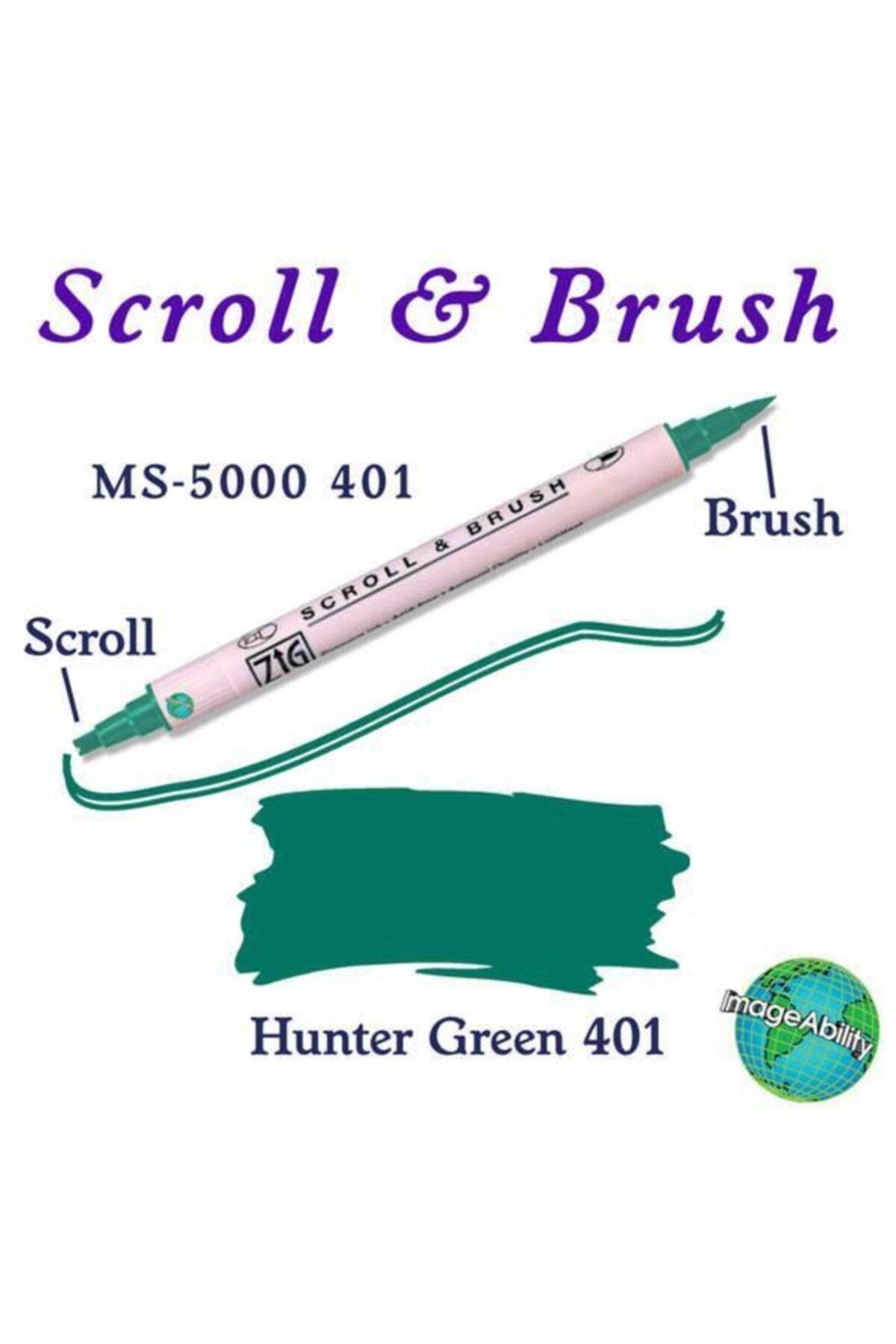 Zig-Scroll & Brush Double Line and Brush Tip Calligraphy and Shading Pen 401 Hunter Green 2