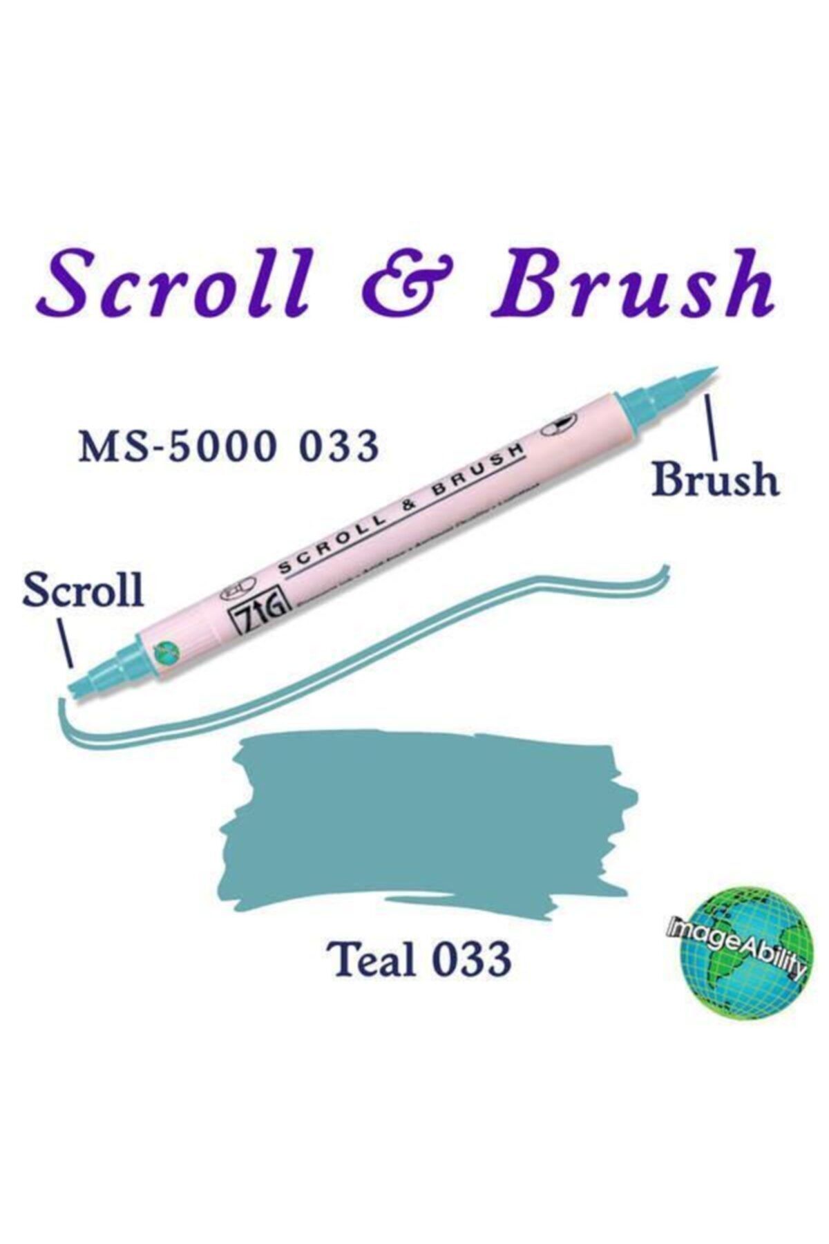Zig-Scroll & Brush Double Line and Brush Tip Calligraphy and Shading Pen 033 Teal 2