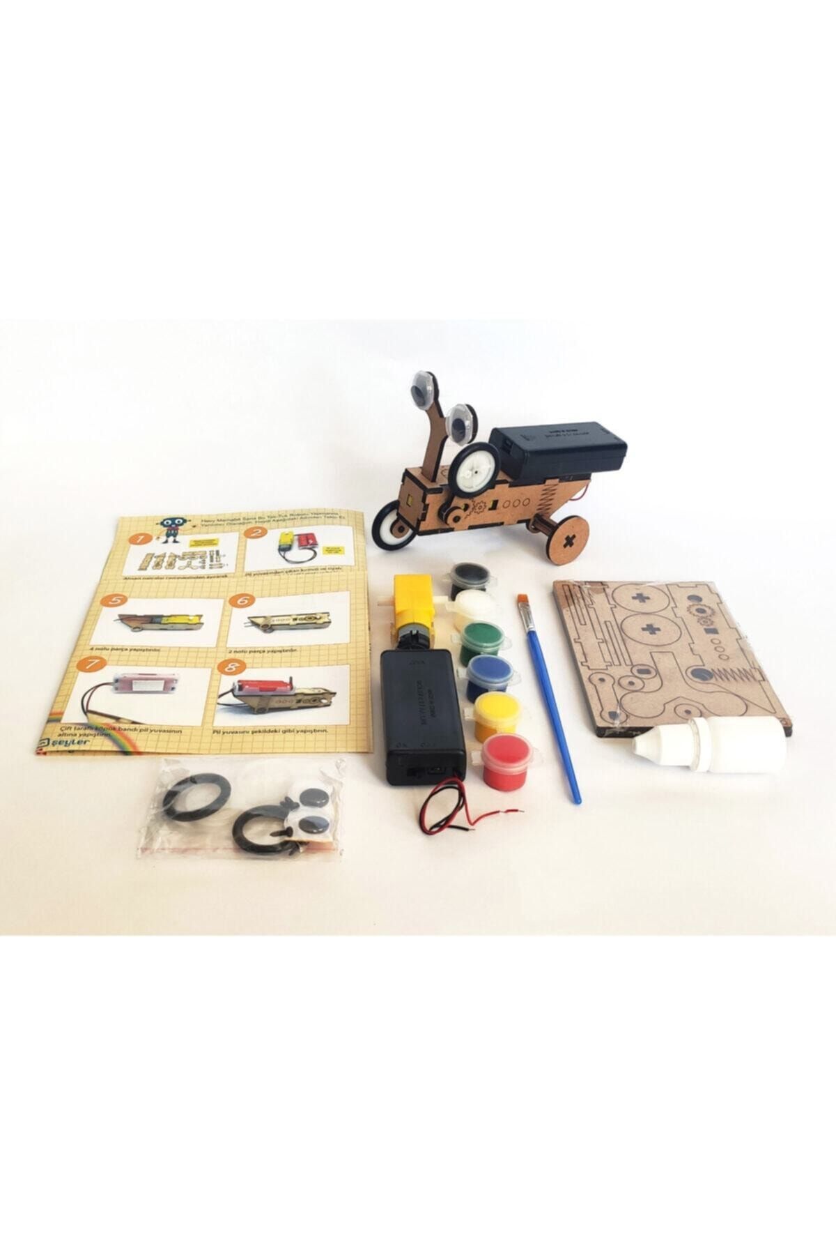robotikşeyler-Wooden Educational Robotic Toy - DIY Set, Robotic Coding Paintable 4