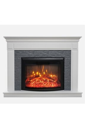 DLC GROUP 1114 1800 W Gri Taşlı Beyaz Dekoratif Elektrikli Şömine